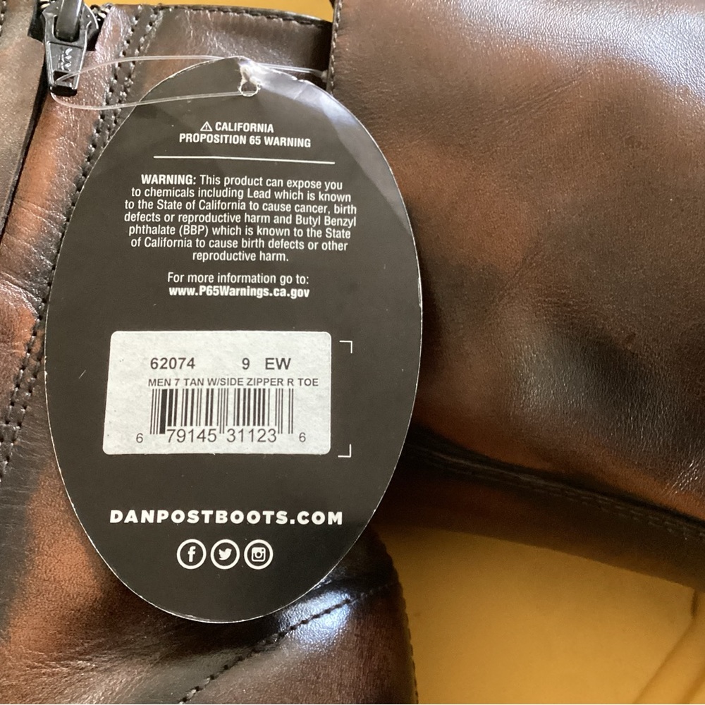 Dan Post Men's Brown Leather Zipper Boots